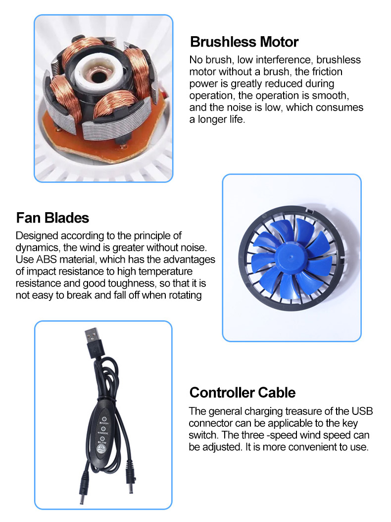 Dispositivo di raffreddamento per indumenti aria condizionata tuta ventola di ricambio sistema di ventilazione per abbigliamento componenti modificati con controllore USB