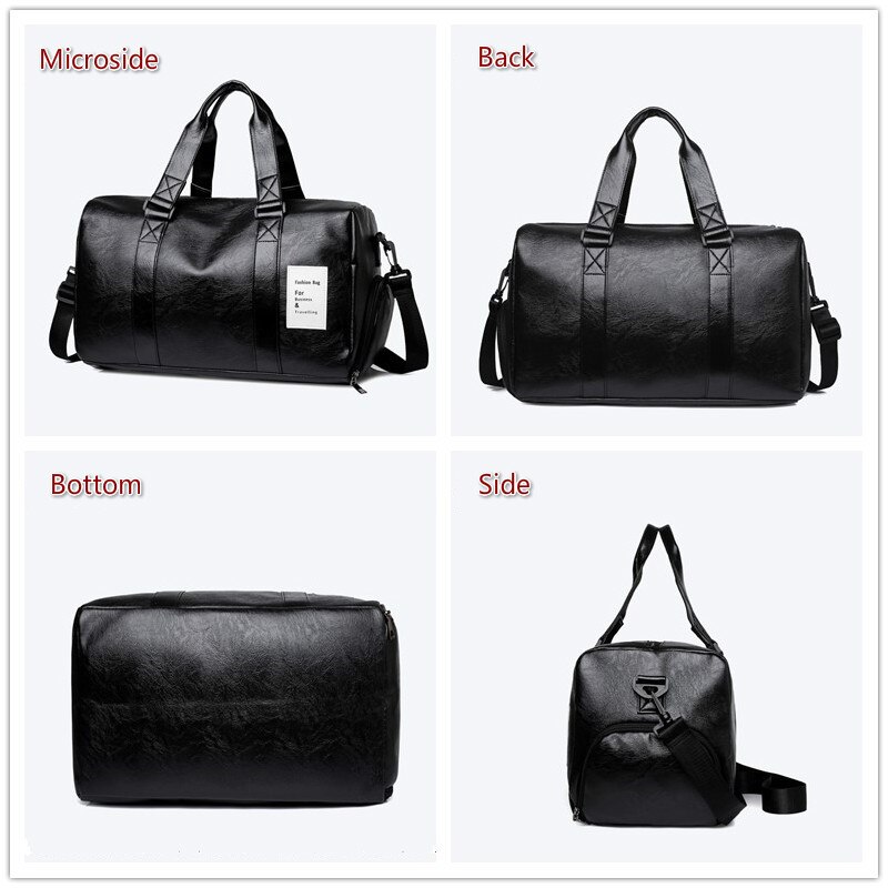 Weiche pu-leder-reisetaschen für herren mit großem fassungsvermögen, handgepäcktaschen, umhängetaschen, tragbare sporttaschen, sporttaschen