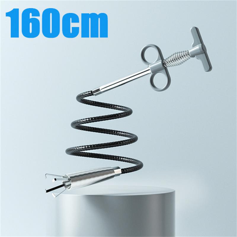 Sewer Pipe Unblocker Snake Spring Pipe Dredging Tool Kitchen Bathroom Sewer Cleaning Tool Pipe Dredger 60-300cm: grey 160cm