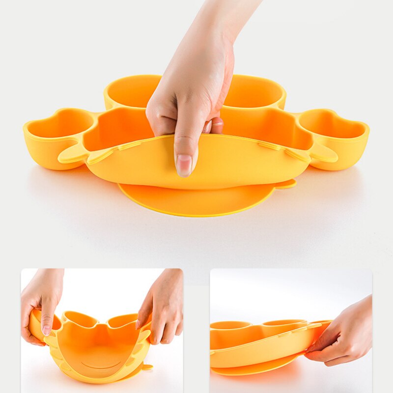 Baby Kommen Diner Platen Siliconen Zuig Feeding Servies Bpa Gratis Antislip Baby Gerechten Krab Voedsel Voeden Kom voor Kids