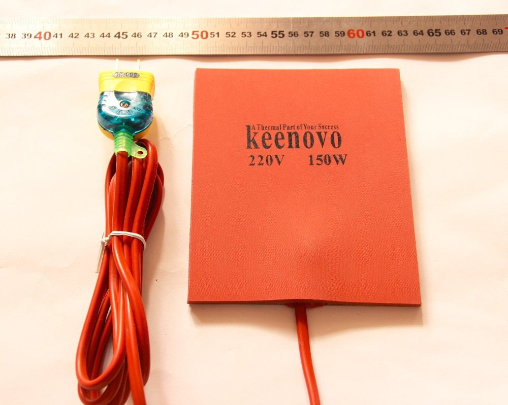 5 " x6 " 150w 220v keenovo silikonilevy moottorilohko öljypohjan hydraulisäiliön lämmitin w / 2m johto + pistoke +3m psa +90c termostaatti + sieni