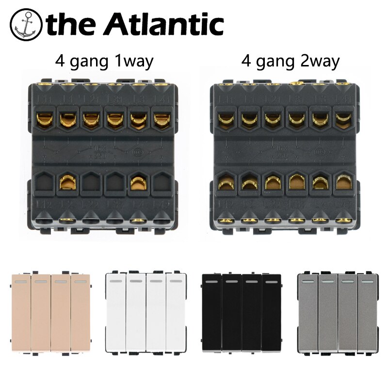 S Serie-4 Gang 1 2 Way Lichtschakelaar Functie Module Met Fluorescerende Diy Socket Schakelaar Accessoires 250V 16A Gratis Combinatie