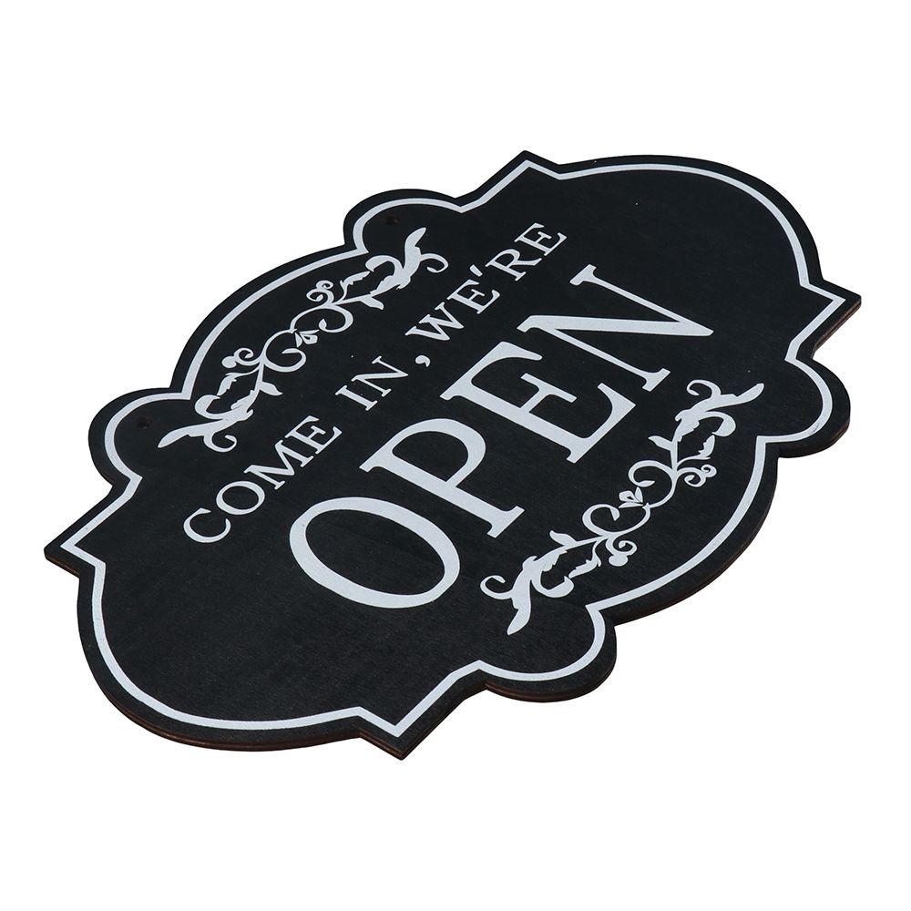 Åpent og lukket forretningsskilt dobbeltsidige tre åpne hengende skilt for restaurant klubb kafé hotell bar butikk