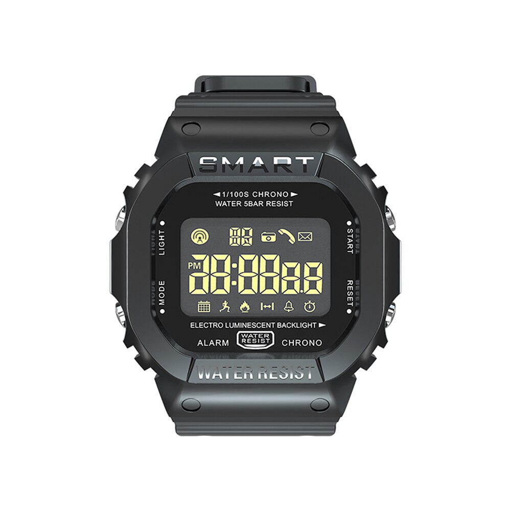 Lokmat  mk22 smart klocka män sport fitness stegräknare vattenmotstånd ring påminnelseklocka digital smartklocka för ios android: Svart
