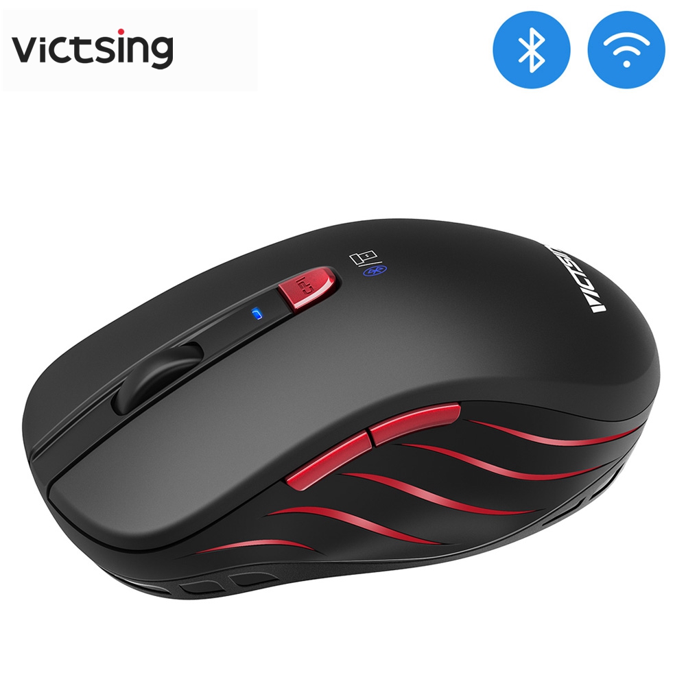 VicTsing Bluetooth Mouse Wireless Dual Mouse Portable Ergonomic Bluetooth 2.4G Cordless Mouse up 2400 DPI for Laptop PC Windows