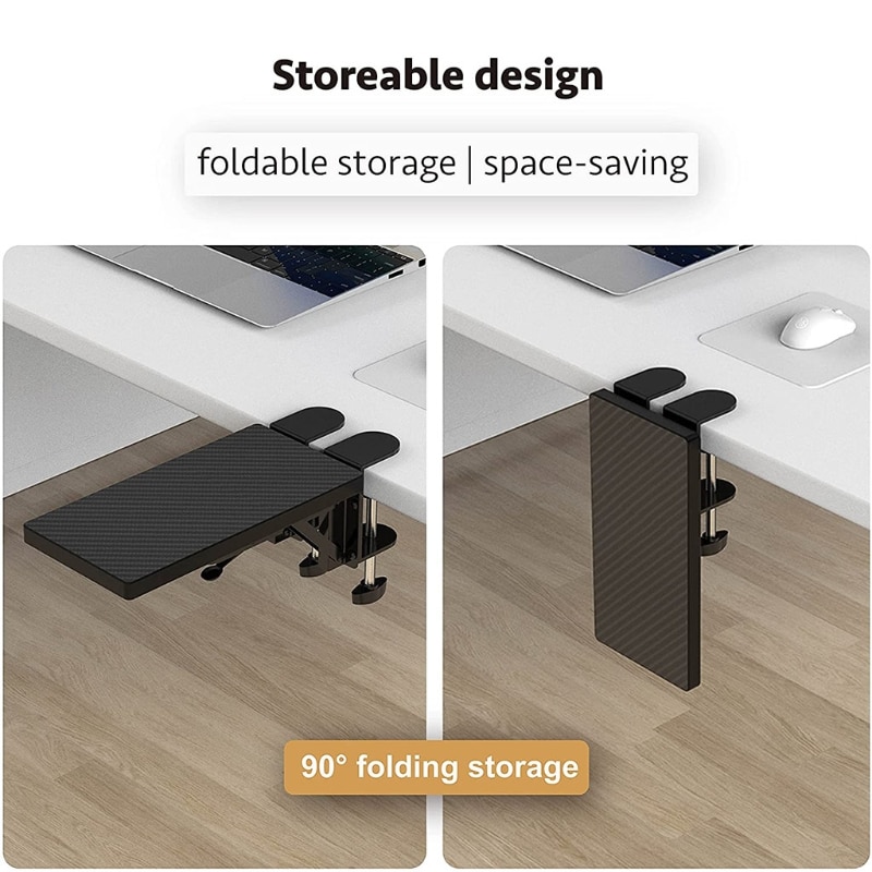 Ergonomic adjustable computer desk extender arm wrist rest support bracket, foldable, makes your arms easier (black)