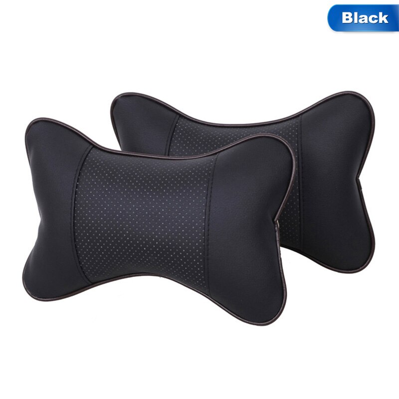 Car Seat Pillow Headrest PU Leather Breathable Automobile Pillows Driving Seat Head Neck Rest Pad Car Interior 1 Pc/Pair: Black 1 pc