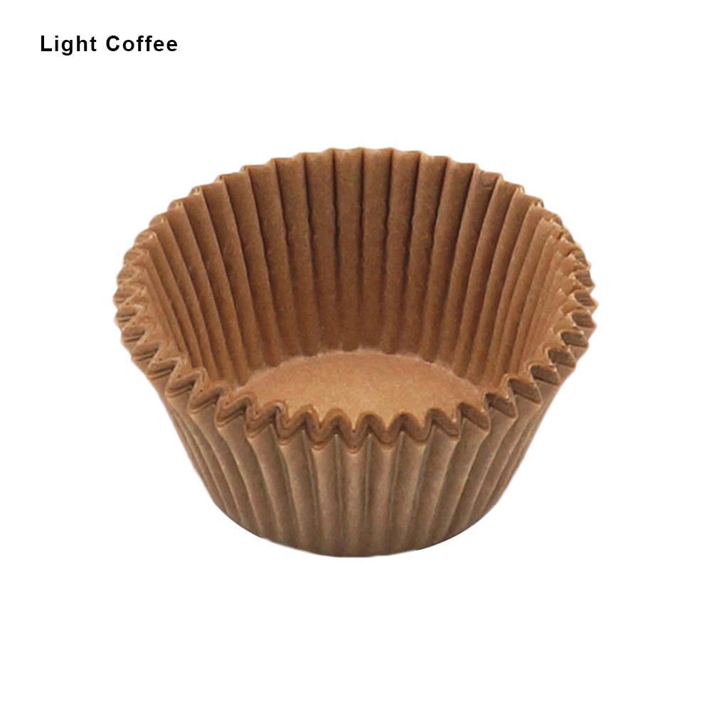 Waasoscon 100 stuks/pak thuis keuken bakgerei taartgereedschap mini papieren cupcakevorm bruiloftspapier muffinvormpjes bakvormpjes: Lichte koffie
