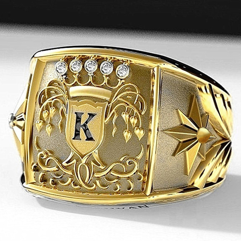 Huitan Luxus Gold Farbe knapp K Männer Ring Trophäe aufbringen blendend CZ Mann Hochzeit Party Ring Geburtstag Schmuck: 6