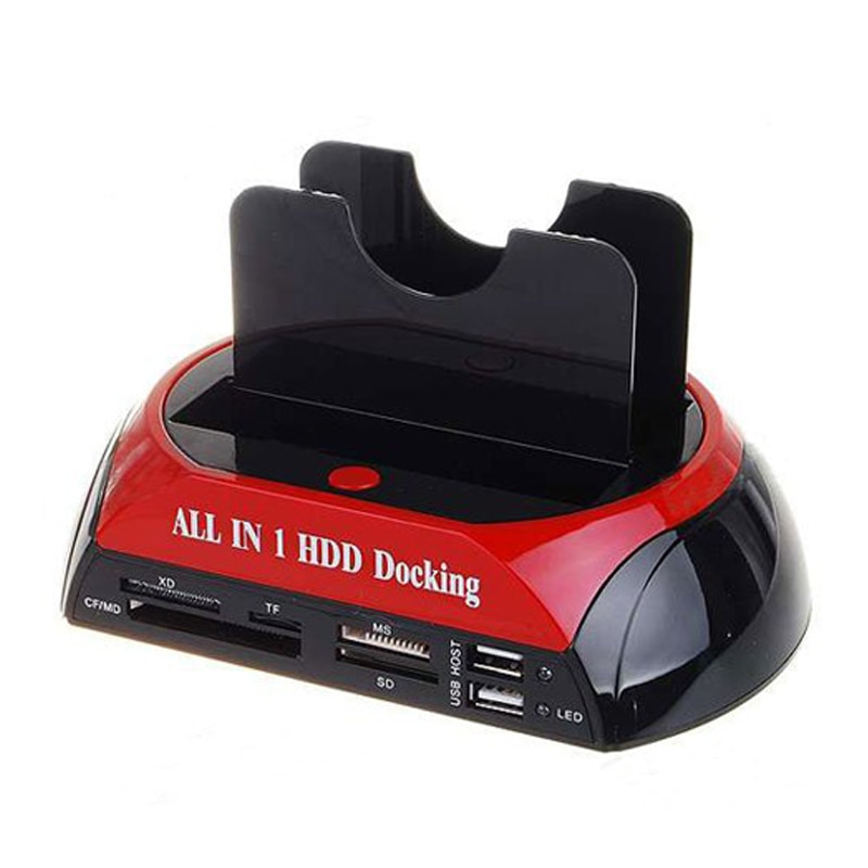 TCC-S862-DE USB 2.0A SATA IDE Dual-Bay HDD Hard Disk Docking Station met Kaartlezer en USB 2.0 Hub voor 2.5 3.5 Inch IDE SAT: Default Title