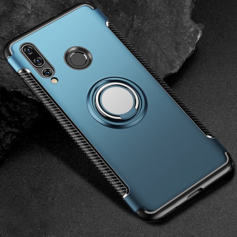 Voor Huawei Honor 10 Lite 10i Honor10 ik View V10 V 10 Case Metal Ring Auto Heavy Duty PC + siliconen TPU Siliconen Houder Stand Case: Honor 10i / ZQ