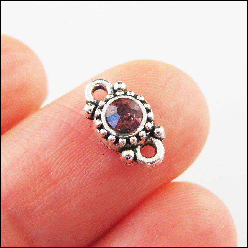 30 pièces cristal mélangé tibétain argent plaqué rond fleur charmes connecteurs 6.5x11.5mm: Couleur jaune clair