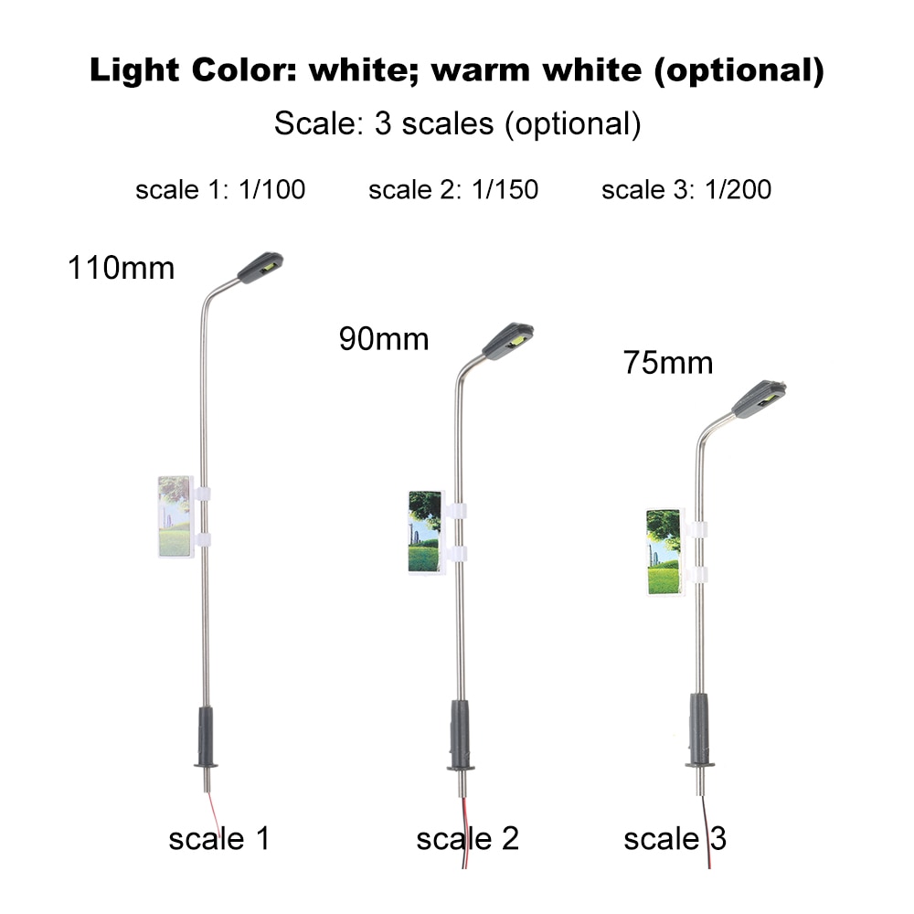 Heißer 20 teile/satz Modell Straße Lichter 1:200/150/100 skala Layout Laternenpfahl Eisenbahn Zug Garten Spielplatz Landschaft Led Lampe Beleuchtung