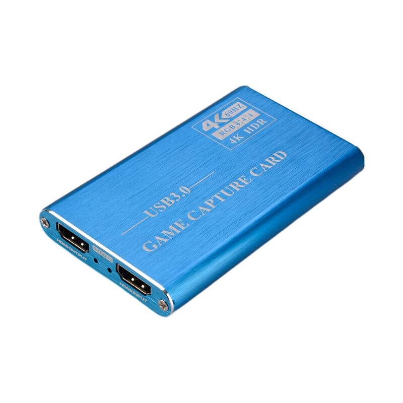USB3.0 to HDMI 4K Loop-out Capture Card High Definition Video Recording Box Game Digital Video Recorder: Blue