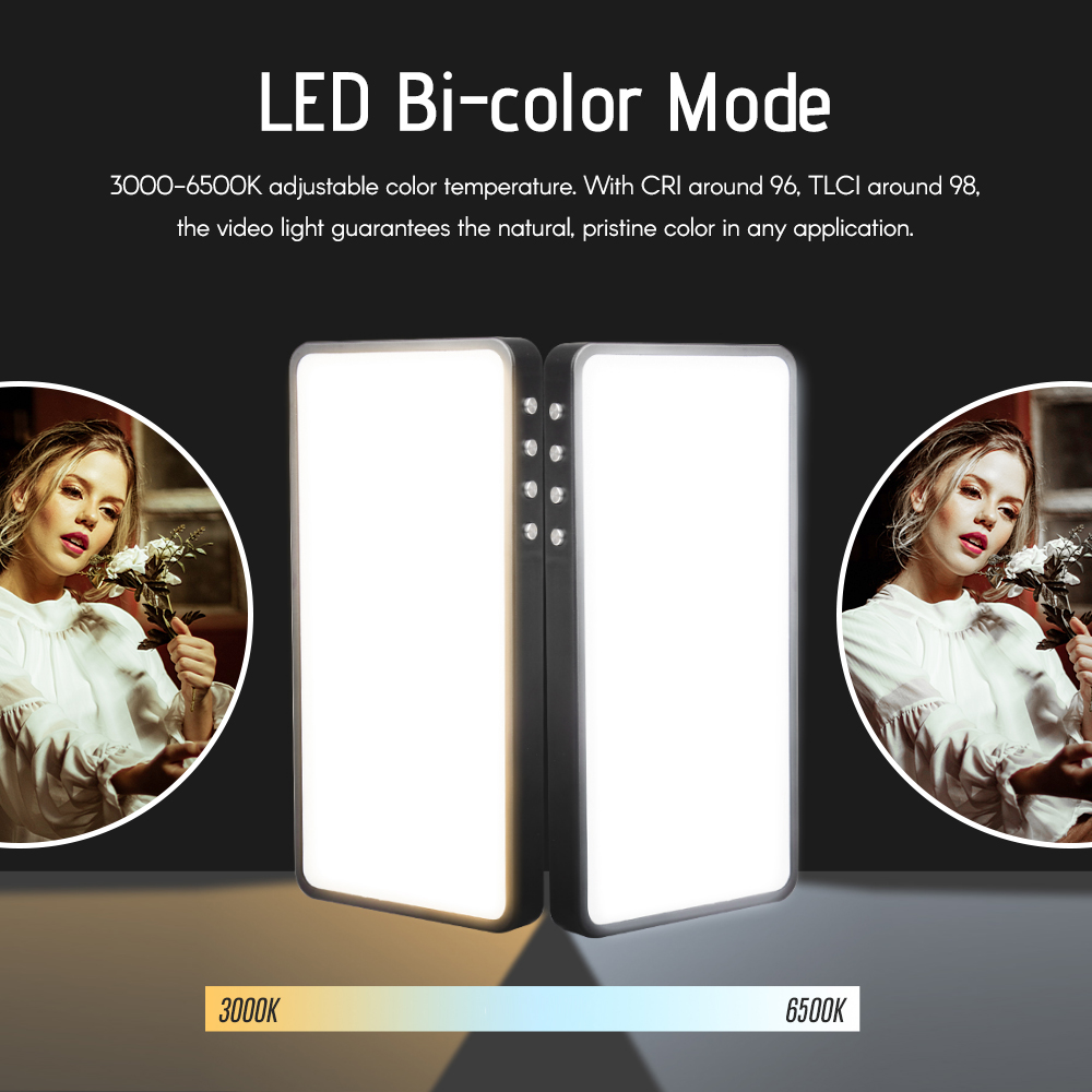 Manbily mfl -07 bærbar rgb led video lyspanel dæmpbar 3000k-6500k mini lommefotografering fyld lys med oled skærm