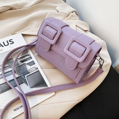 Original messenger bag firkantet bag skulderveske macaron crossbody bag bredde 18cm høyde 13cm tykkelse 8cm: Lilla
