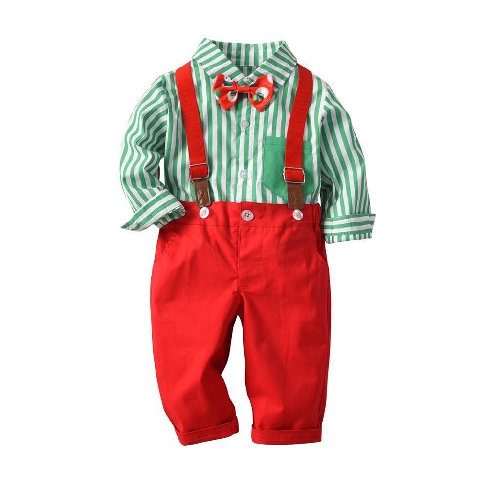 Jule baby børne sæt herre drenge tøj sæt festtøj t-shirt+bukser+vest 3 stk børne outfits tøj