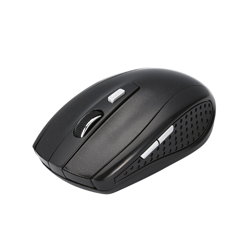 Raton Inalambrico Óptico para PC Ordenador de 2,4 GHz 1600 DPI Receptor USB Portátil: Negro Brillo