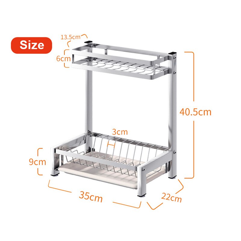 304 Stainless Steel Kitchen Shelf Rack Drying Drain Storage Holders Kitchen Plate Dish Cutlery Cup Drain Rack Kitchen Organizer