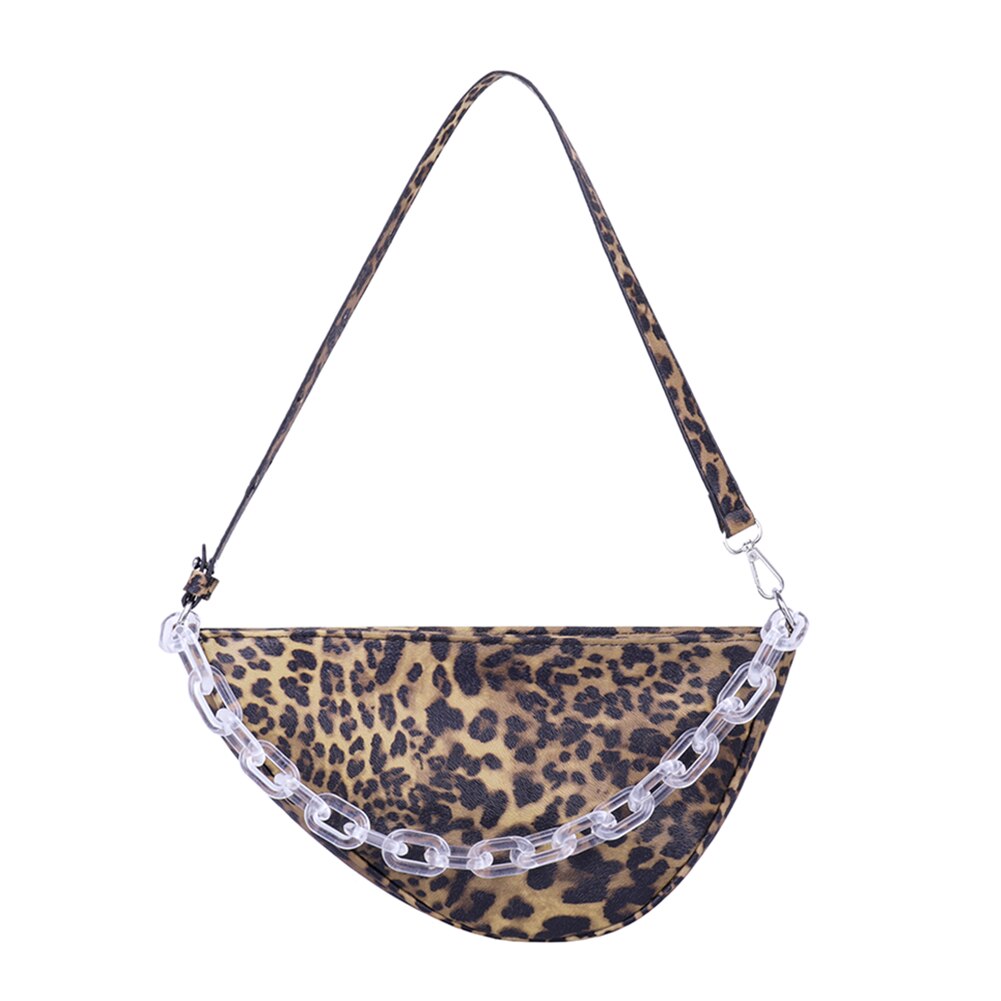 Bolsa de ombro feminina portátil bolsas de viagem teste padrão animal bolsa de couro moda requintado sacola de compras: Brown leopard