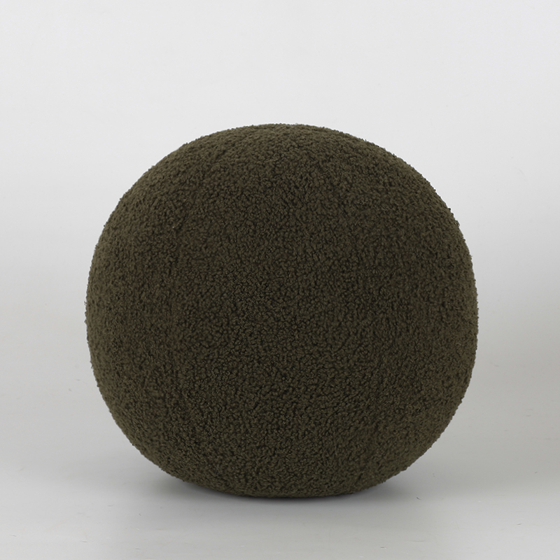 Bubble Kiss – coussin rond en laine en peluche, oreiller doux en forme de boule nordique de couleur unie pour canapé et bureau