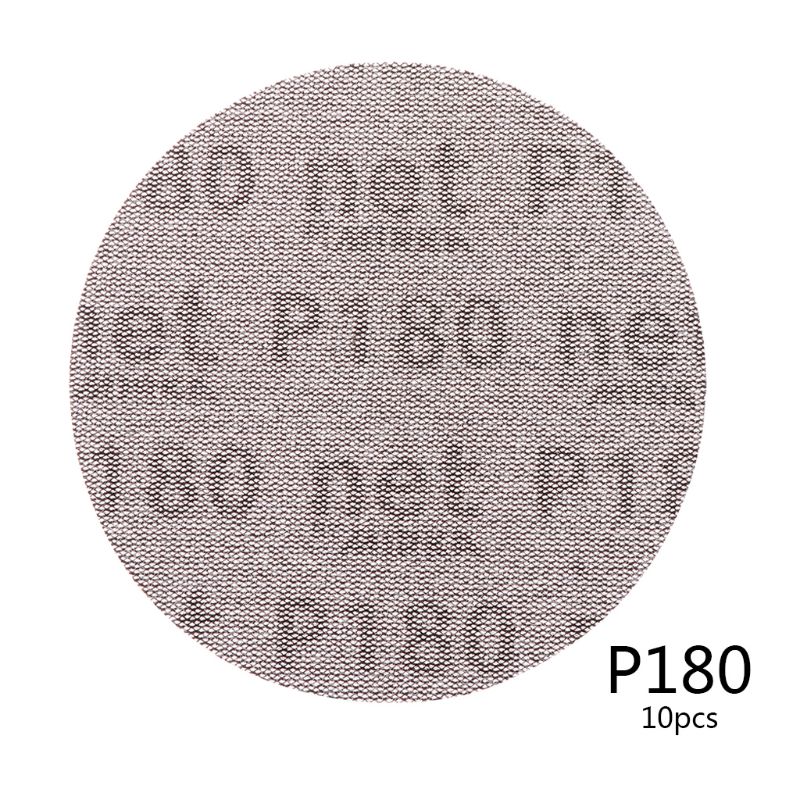 10Pcs Mesh Abrasive Dust Free Sanding Discs 5 Inch 125mm Anti-blocking Dry Grinding Sandpaper 80 to 240 Grit: 180#