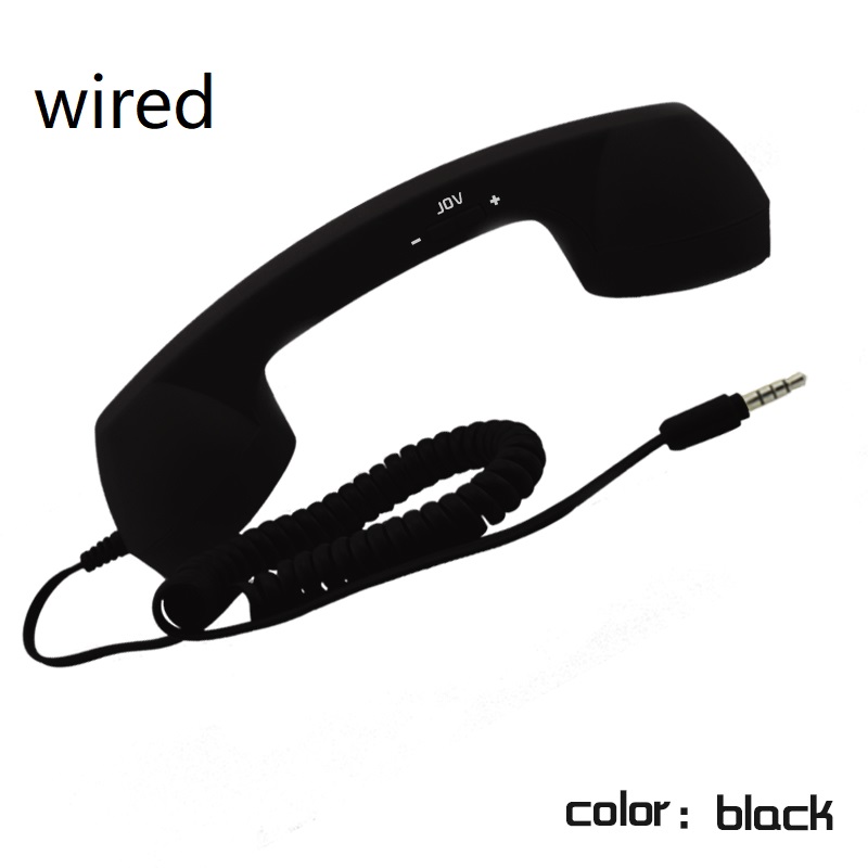 Wireless Retro Telephone Handset and Wire Radiation-proof Handset Receivers Headphones for a mobile phone with comfortable call: wired black