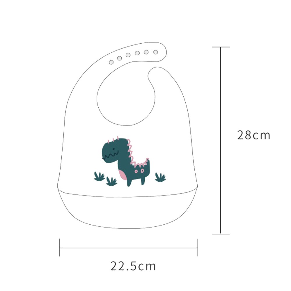 Cute Baby Bibs Waterproof Soft Silicone Cartoon Print Baby Feeding Stuff Dinosaur Kids Girl Boy Adjustable Children Bib