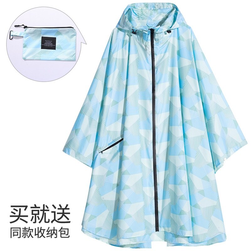 Capa de estilo geométrico nórdico, impermeable de tamaño grande, mochila ligera, poncho para senderismo: geometry blue