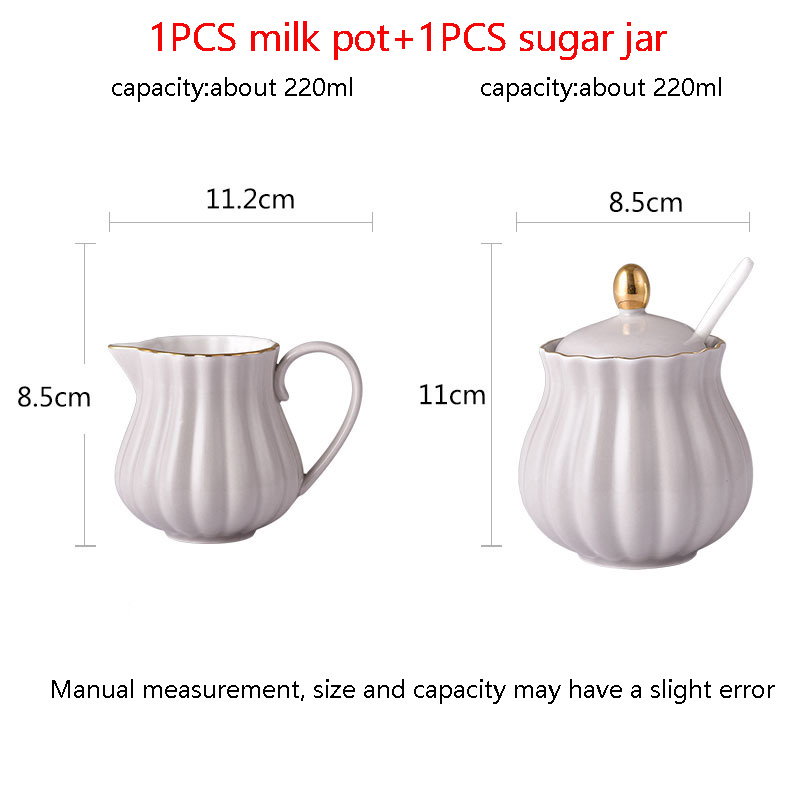 2 st / parti 200ml kort keramiskt porslinshandtag mjölkkruka med sockerburk kit kontors trädgård eftermiddagste tekanna hem drinkware: B