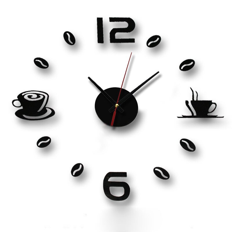 Acrylic Diy Self Adhesive Interior Wall Decoration Mute Clock Quartz Mute 3d Wall Clock Kitchen Home Decor Wall Clock: Default Title