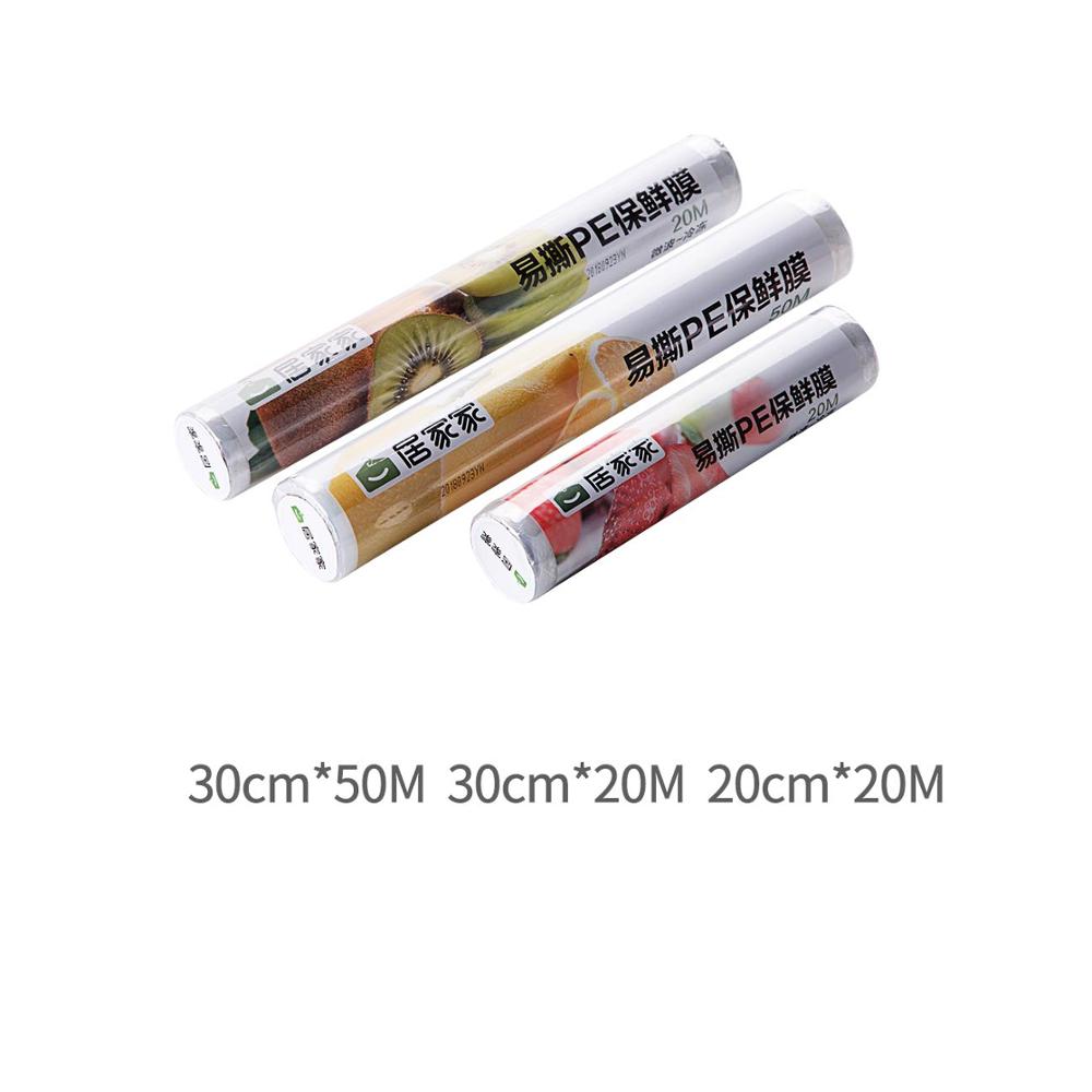 1 Roll Kitchen Clear PE Foil Cling Film Food Storage Plastic Wrap Roll Fruit Vegetable Cover 30cm*50M /30cmx20M / 20cmx20M