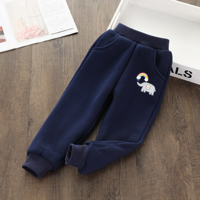 lässig Winter Hosen mit Pelz Baby Mädchen Jungen verlieren Hosen Baumwolle lässig Kleinkind Gedruckt Regenbogen Sport Schlauch Elastische Schlauch