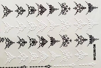 3D arrived Acrylic Engraved Nail Sticker black white lace Water Decals Empaistic Nail Water Slide Decals Z0206: 0