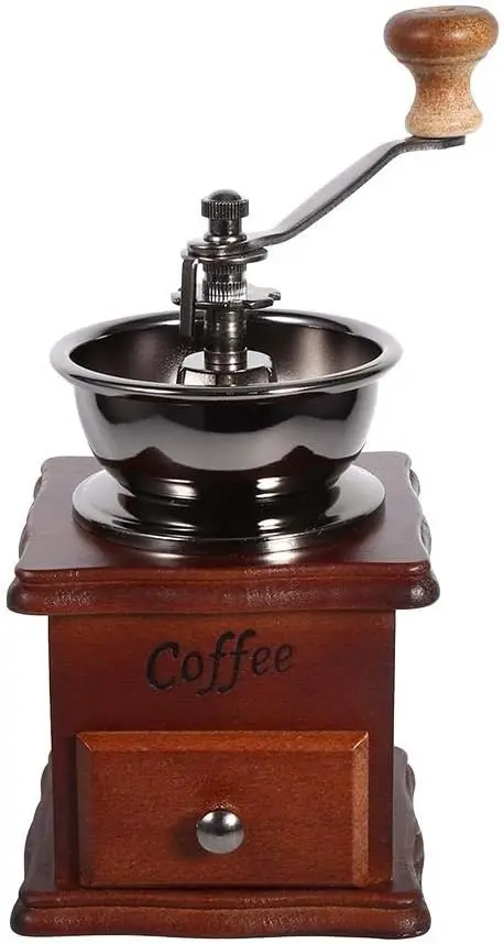 Molinillo de café clásico Retro, Manul de madera, cafetera con manivela, Barista , accesorios de café para el hogar: Castaño