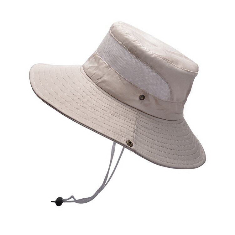 Men and Women Mesh Breathable Fisherman Cap Casual Solid Color Bucket Hat Panama Caps Summer Sun Hat Motorcycle Hat Climbing Hat: Beige