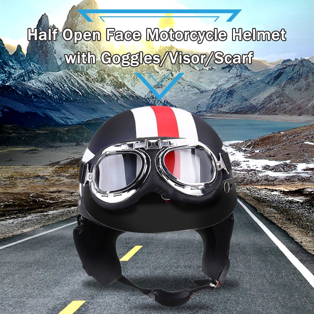 Half Open Gezicht Vintage Moto Rcycle Helm Half Helm Retro Moto Casco Capacete Moto Ciclistas Capacete Met Bril