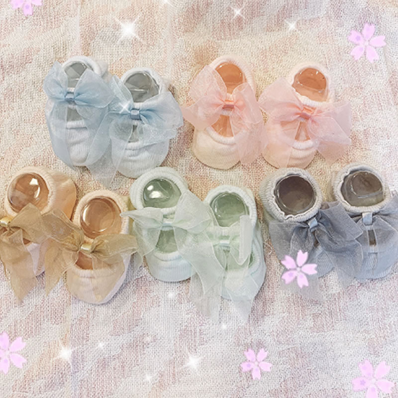 Kanten stijl prinses strik baby katoenen sokken uitgehold poreuze onzichtbare sokken kinderen snoepkleurige zomer vloer sokken antislip