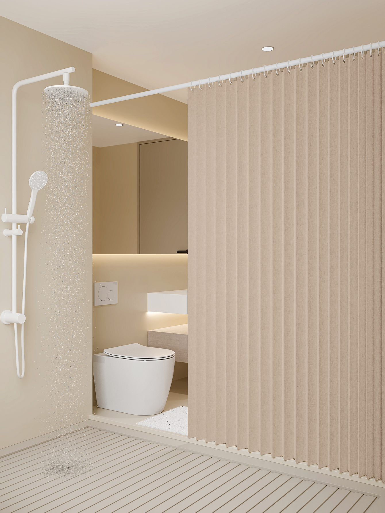 1PC folding curtain series shower curtains are suitable for bathrooms and bathrooms: 180×200cm / Khaki