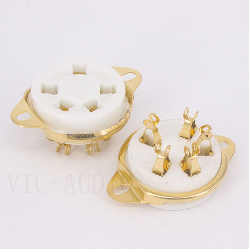 2PCS Ceramic Tube Socket GZC5-2 5Pins Electron Tube Seat For FD422 24 37 46 27 FU-7 807 Vacuum Tube Amplifier HIFI DIY: GZC5-21-G