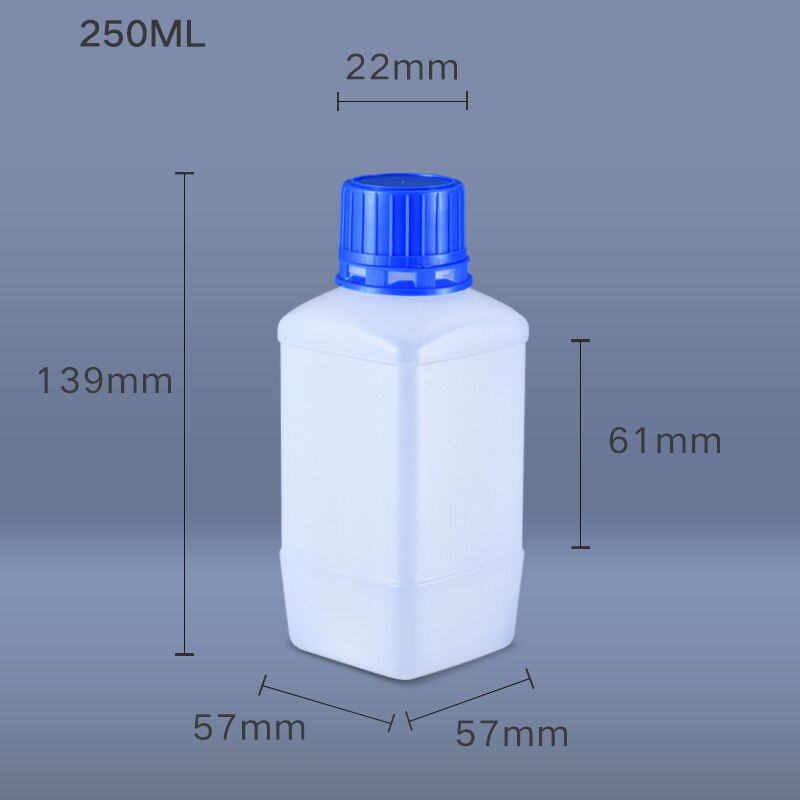 10Pcs Empty Square Plastic Bottles Leakproof Liquid Storage container Food Grade HDPE bottles 60ML/100ML/250ML: Blue