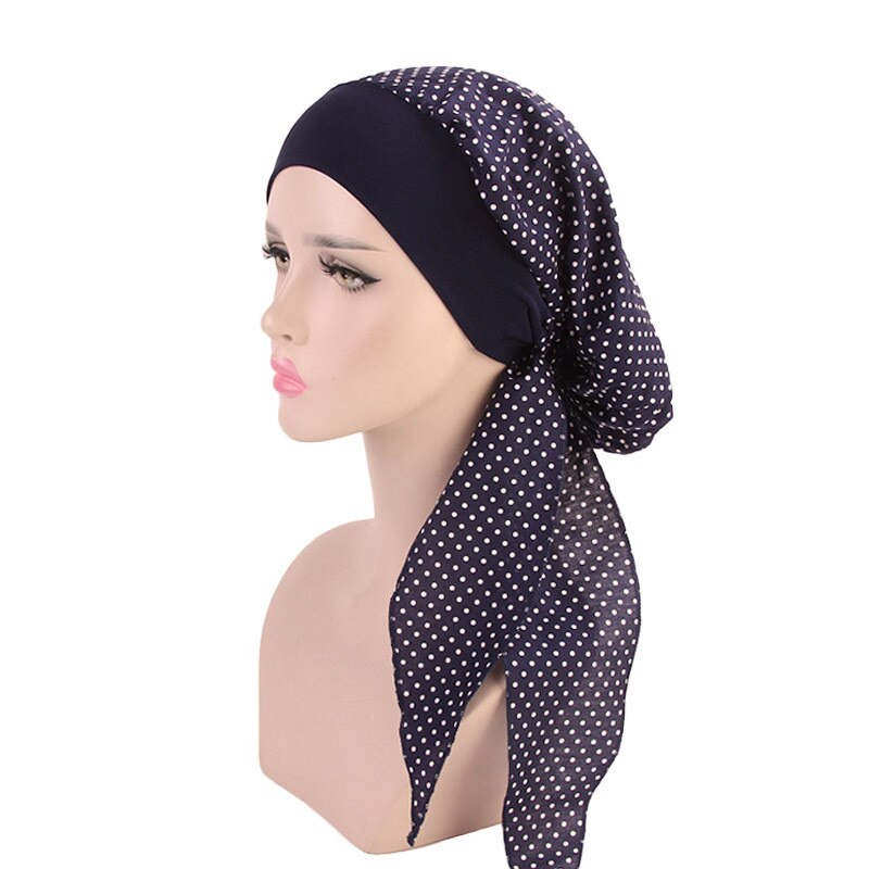 Kvinnors muslim hijab cancer kemo blomma tryck hatt turban mössa täcka håravfall huvud halsduk wrap förbundna huvudbonader strech bandana: 4