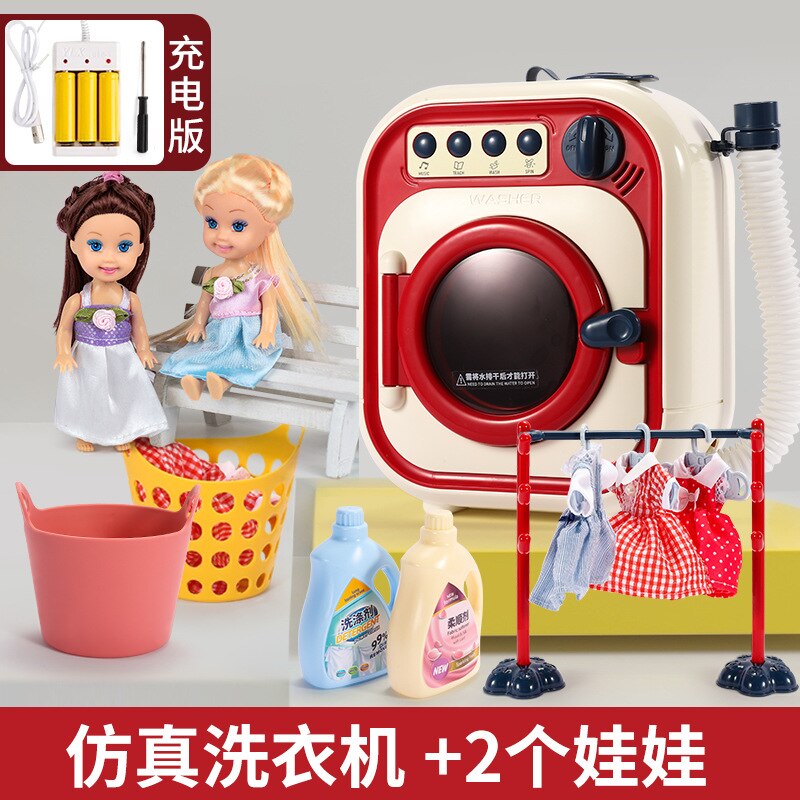 Speelhuis Kinderen Wasmachine Speelgoed Set Model Drum-Type Girl's's Elektrische Water Gevulde Draaibaar: Washing Machine Toy Charging Version   Princess Doll 2