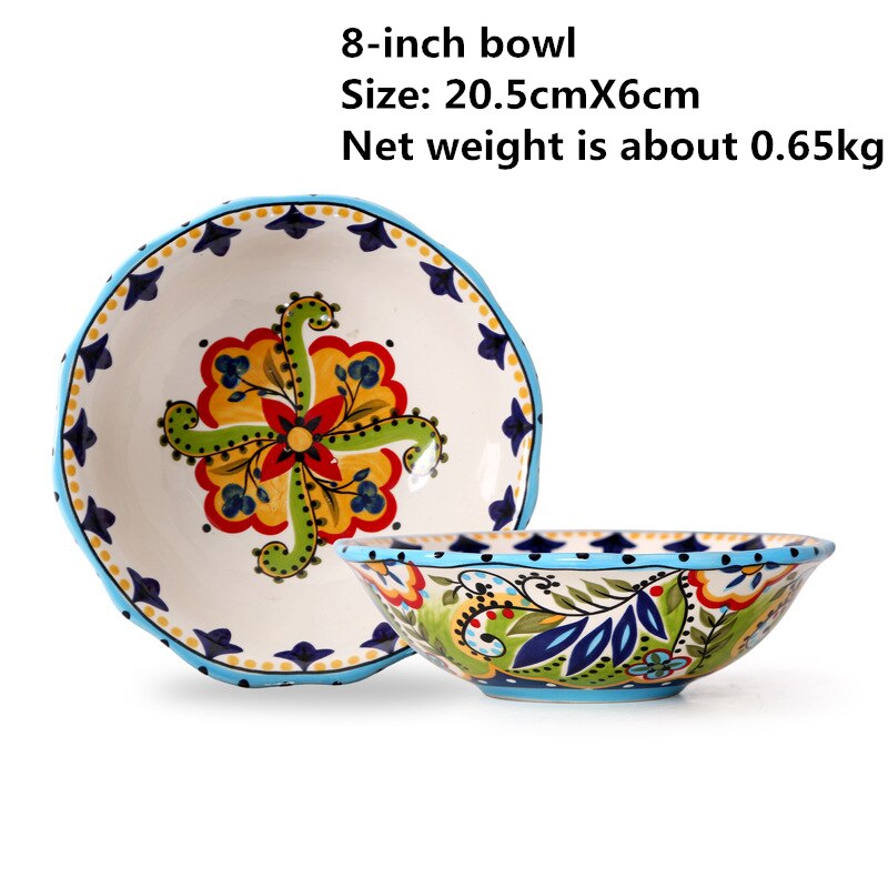 hand-painted ceramics Western dish bowl set plate glaze color personality ceramic tableware personality: C