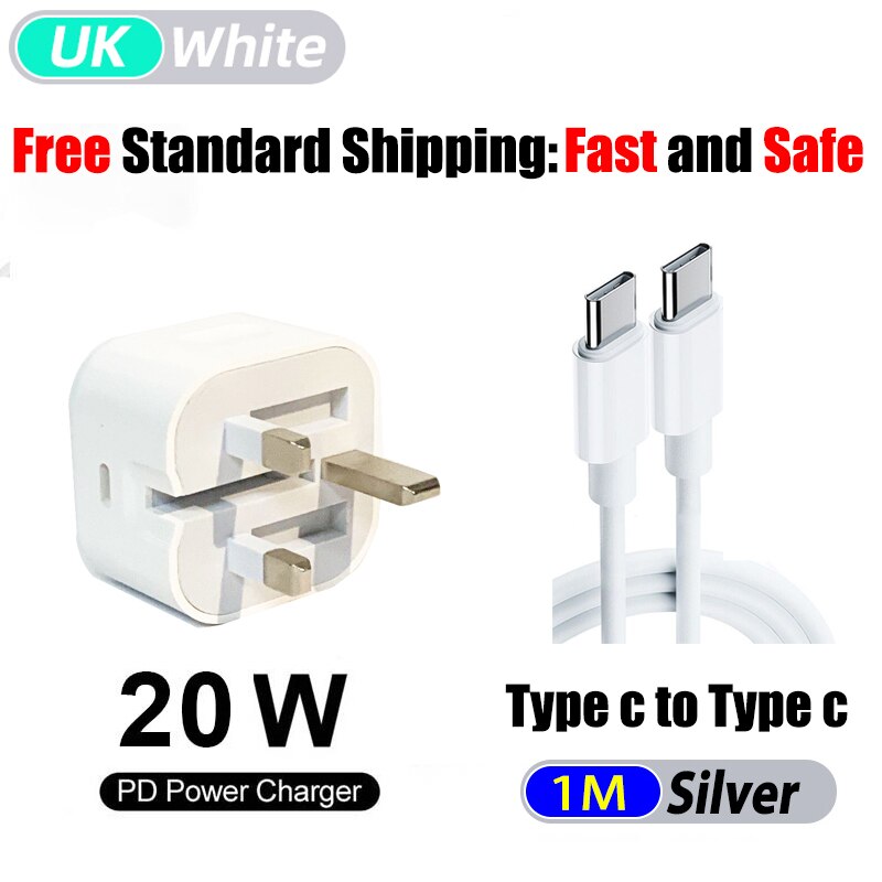 20w Pd Usb C ładowarka dla Iphone 12 Pro Max 11 Xs Xr 8 szybka ładowarka typu C Qc 3.0 dla Xiaomi Huawei Samsung telefon szybkie ładowanie: 20W UK Plug C2C