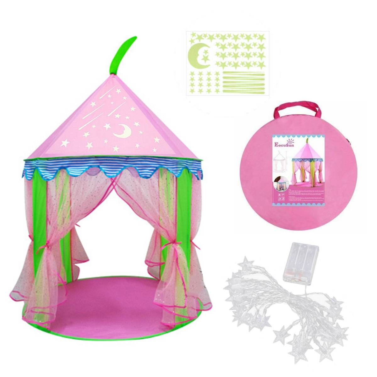 Pink/Blue Castle Tent Kids Boys Girls Children Funny Play Portable Princess Prince House Fairy Home Playhouse 120cm*90cm*70cm