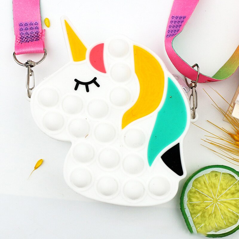 Kawaii pop it cabeça de cavalo bolsa de ombro brinquedos brinquedos crianças sensoriais anti-stress aliviar squishy squeeze descompressão brinquedo para o miúdo: 3