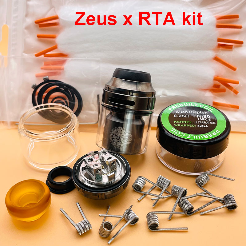 DSXvape zeus x rta zeus x mesh rta atomizer 3.5ml/4.5ml 25mm Ni80 dual coil with mesh deck rebuildable tank vape vaporizer: Gun-Coils-Cotton