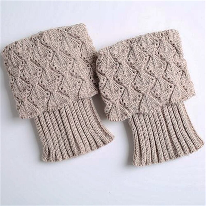 1 pair Women Autumn Winter Casual Leg Warmers Knitted Boot Cover Short Solid Color Socks Foot Warming Cover: BGE
