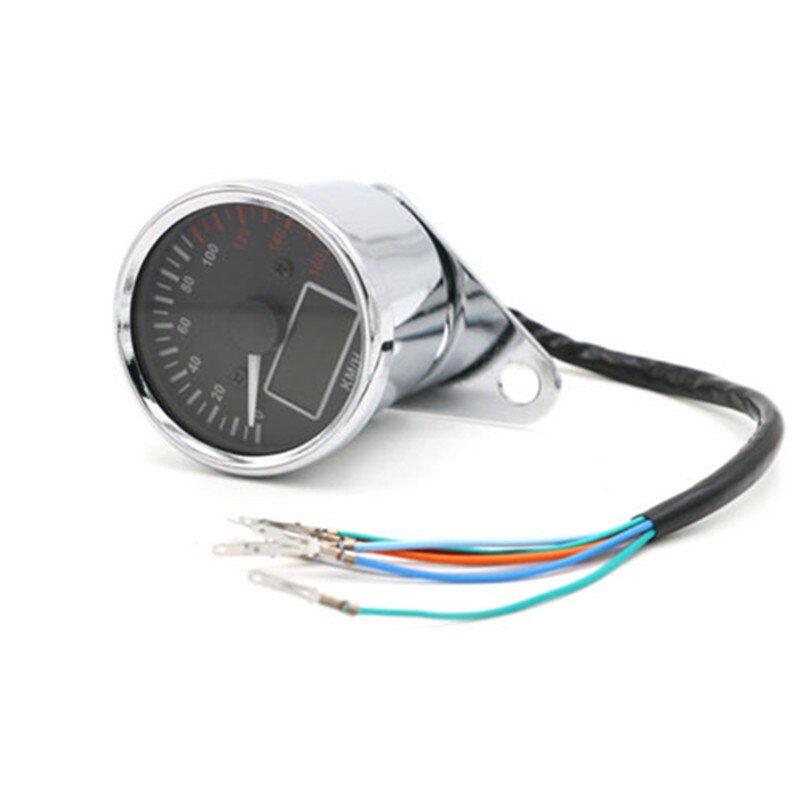 Universal Retro LCD Speedometer Odometer Tachometer Multifunction Fuel Gauge ATV Cruiser Chopper Cafe Racer Old School Bobber: chrome
